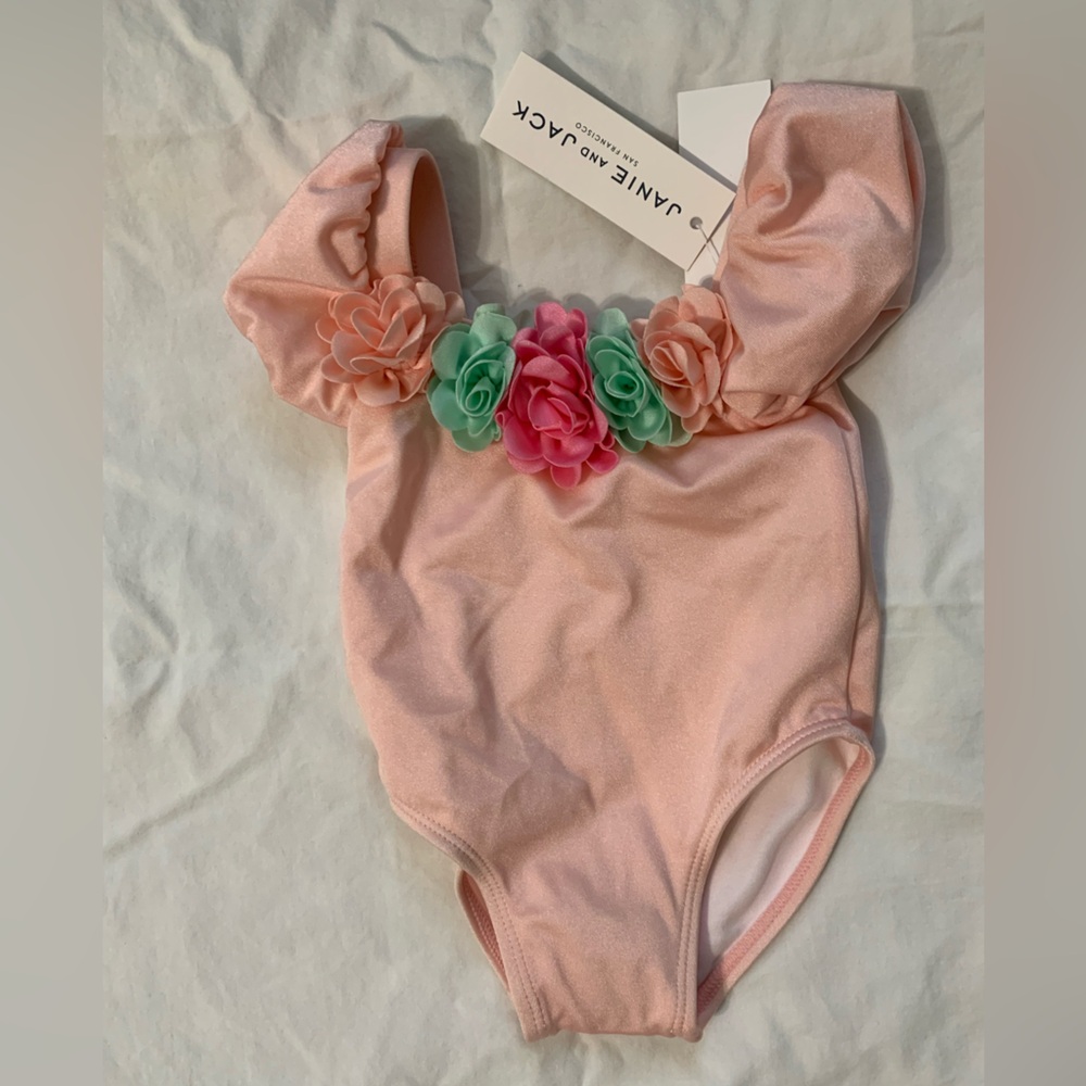 NWT Janie and Jack Baby Girls’ 6-12m Pink Floral Swimsuit
